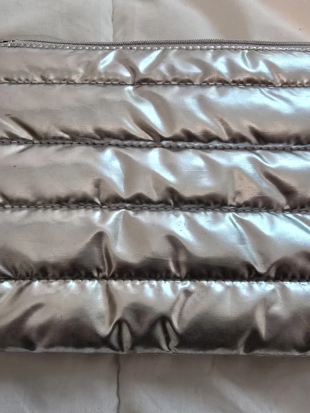 MAC Cosmetics Metallic Silver Quilted Cosmetic Clutch